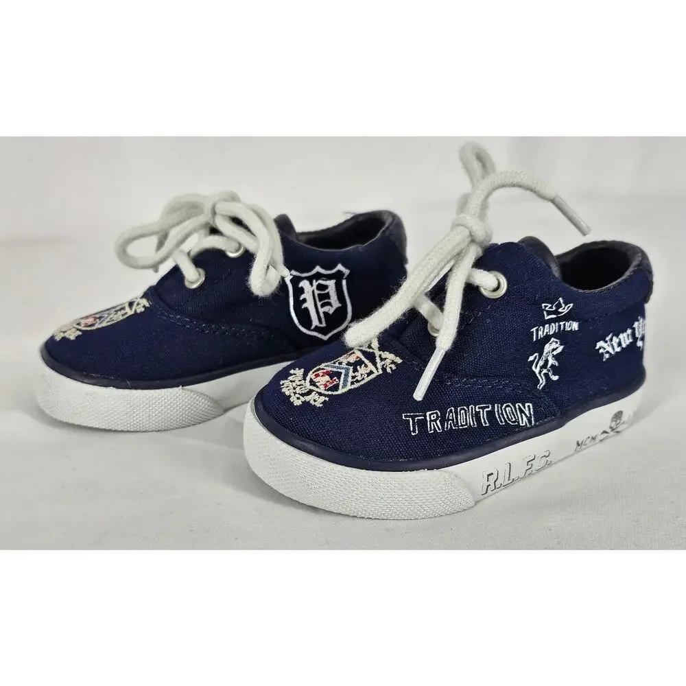 POLO RALPH LAUREN TODDLER VAUGHN II NEW YORK CANVAS SHOES - CHILD SIZE 4
